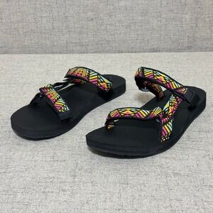 Teva Original Universal Sandals Women 9 Black Multi Geometric Strappy Sport